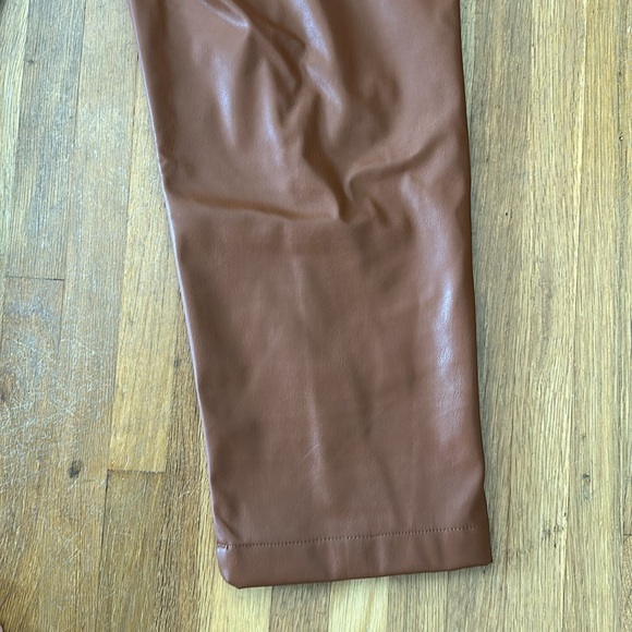 *last chance* Nine West | faux leather brown pants w/ draw string tie at waist - Picture 16 of 16